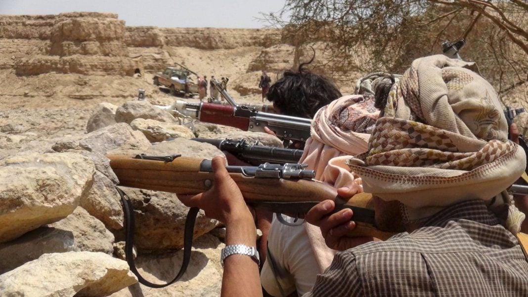 Yemeni tribal militias supporting the government in Taiz, Yemen, in October 2015.