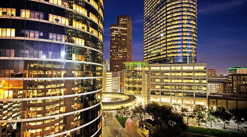 The former headquarters of Enron in Huston, TX