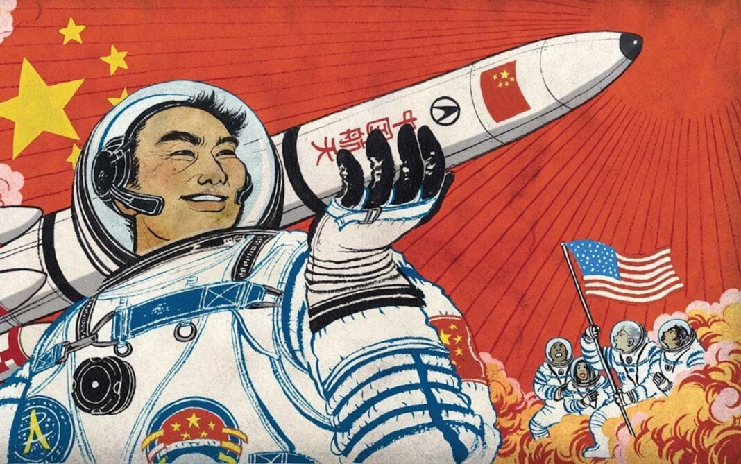 China's Space Program is the subject of much national pride, and as such features on propaganda posters like this.