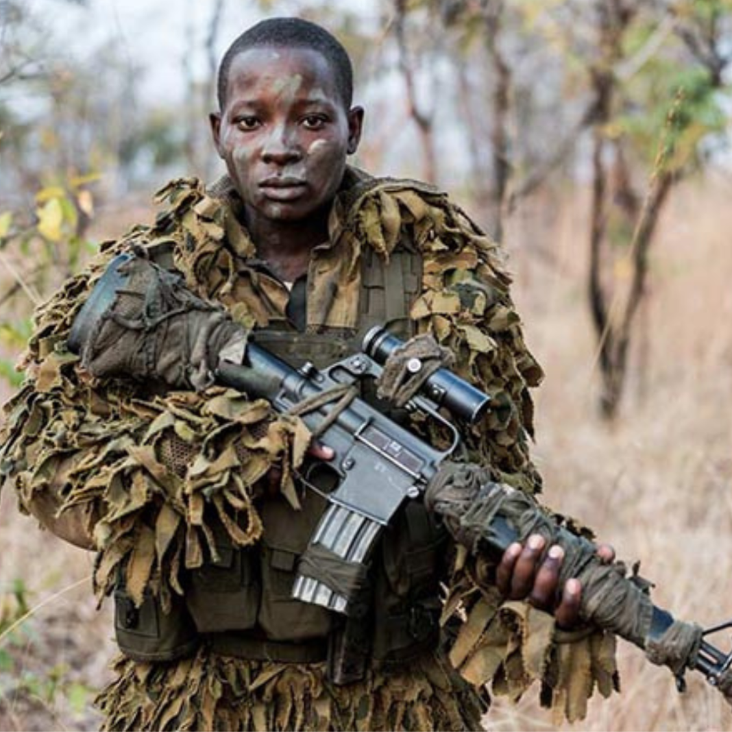 Akashinga ranger armed with a rifle in Zimbabwe
