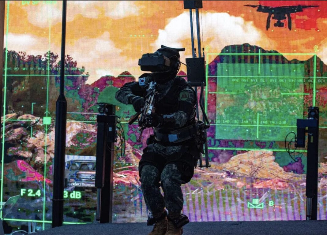 South Korean Soldier using VR war game simulation