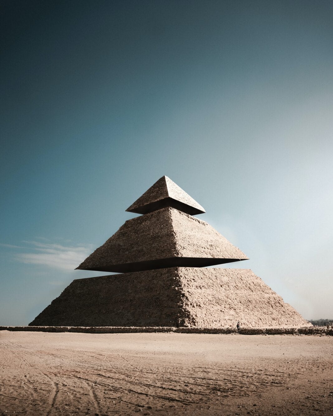 Pyramid of Giza operated into three parts