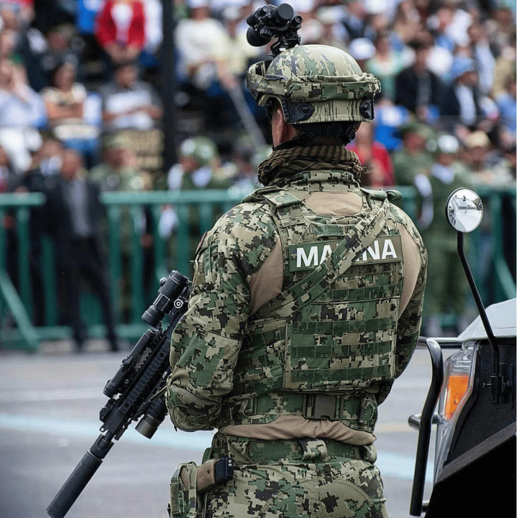 Mexican Marine during a demonstration in Mexico City