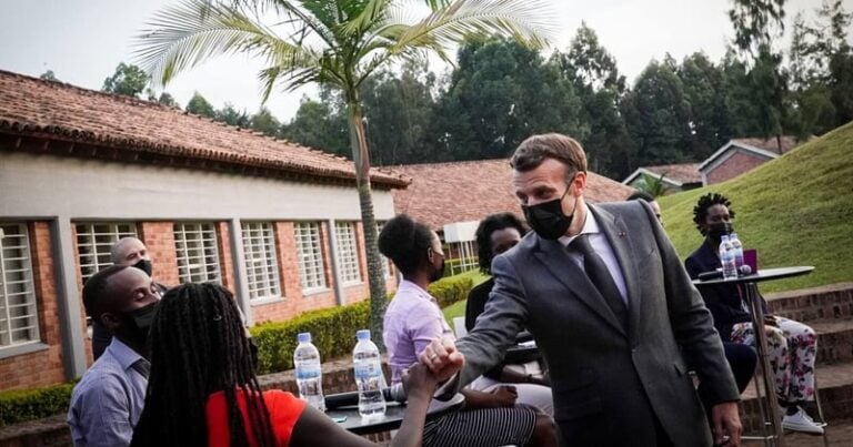 France President Emmanuel Macron on a visit to Rwanda.