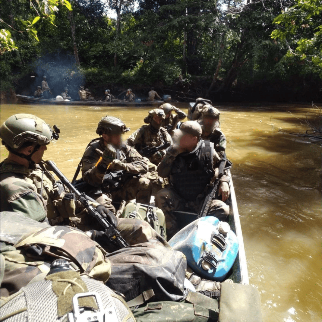 French and Guianan GIGN operators conducting counter illegal gold mining operators