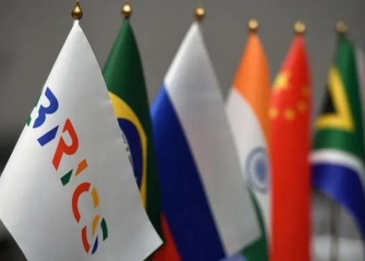 Flags of BRICS members and BRICS group.
