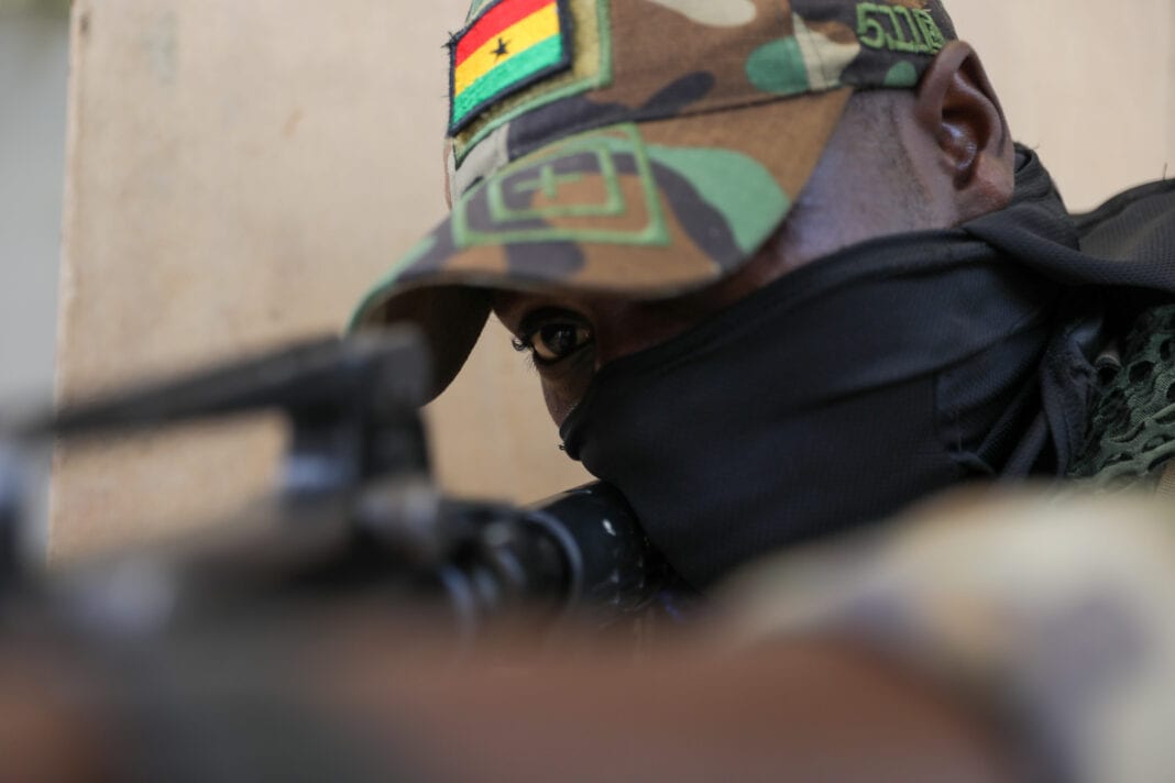 Ghana soldier in training