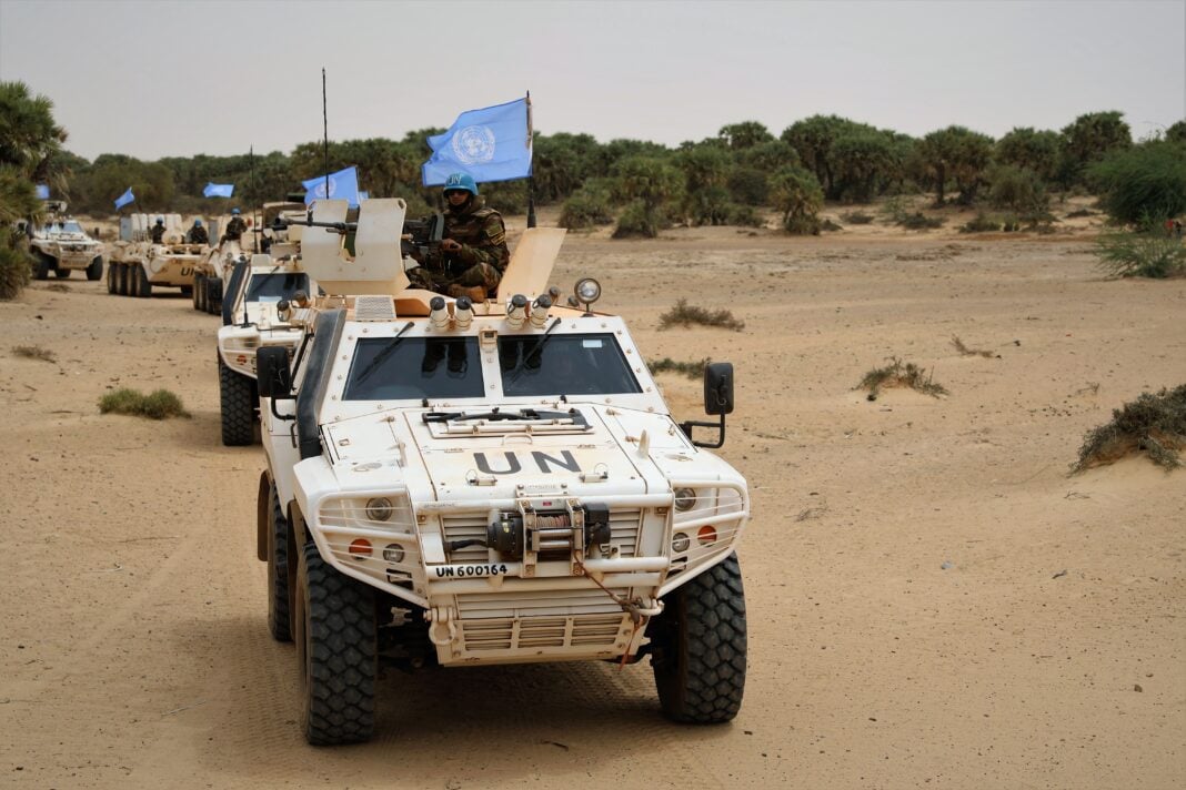 A MINUSMA convoy travelling through Mali.