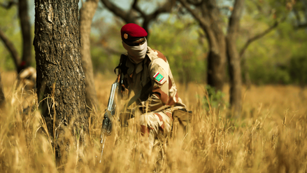 Photo of a Mauritanian soldier during training.