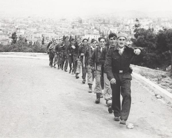 Sergeant Herbert Chambers with fellow Special Boat Service soldiers in Athens, 1944