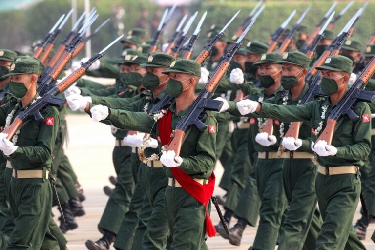 Myanmar Armed Forces Day parade, which took place in Naypyitaw, Republic of the Union of Myanmar on March 2021.