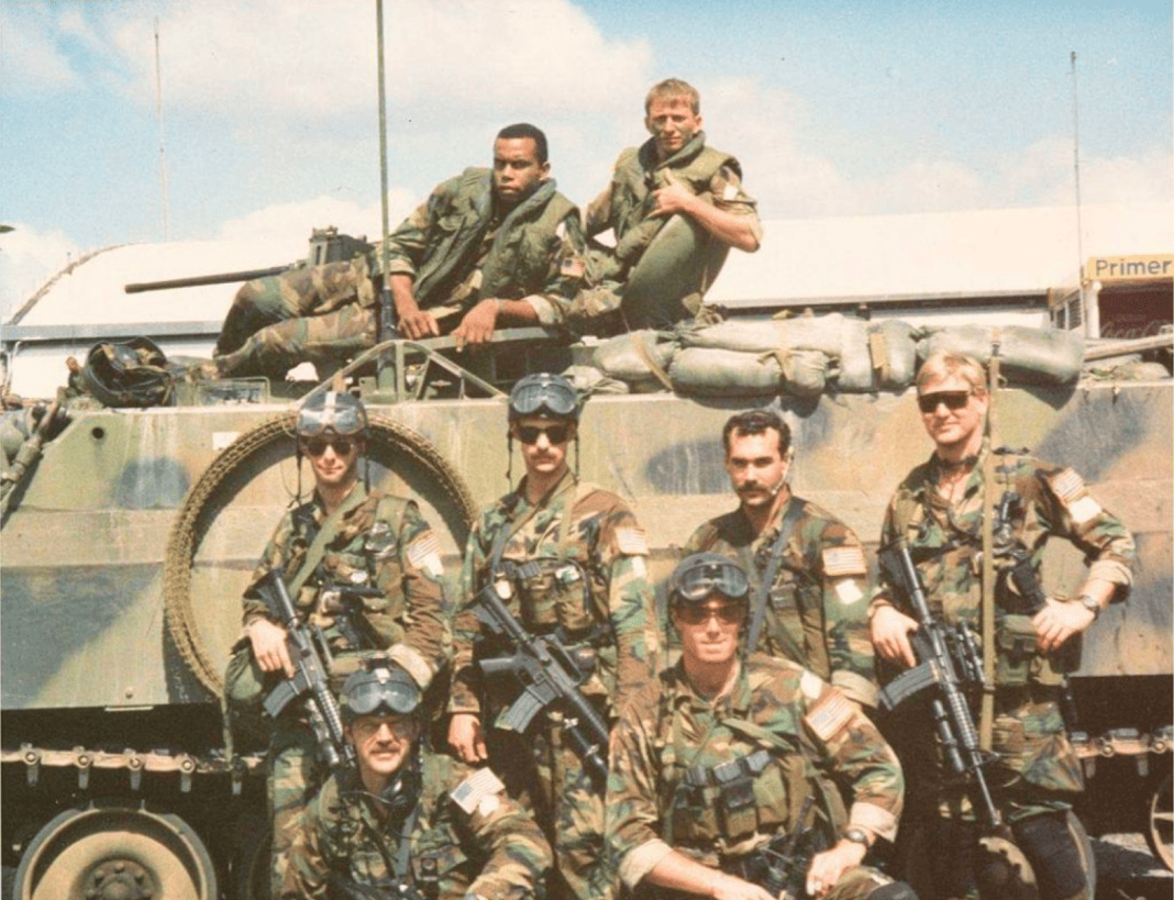 US Army Delta Force Operators with a M113 APC around the time of Operation Acid Gambit (1989), Panama.
