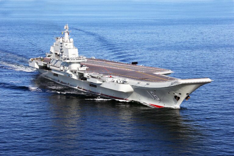 The CV-16 Liaoning Aircraft Carrier of the People's Liberation Army Navy (PLA Navy) Operating At High Sea.