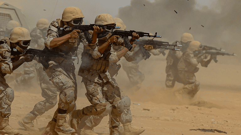 Libyan LNA fighters during drills in summer 2023.