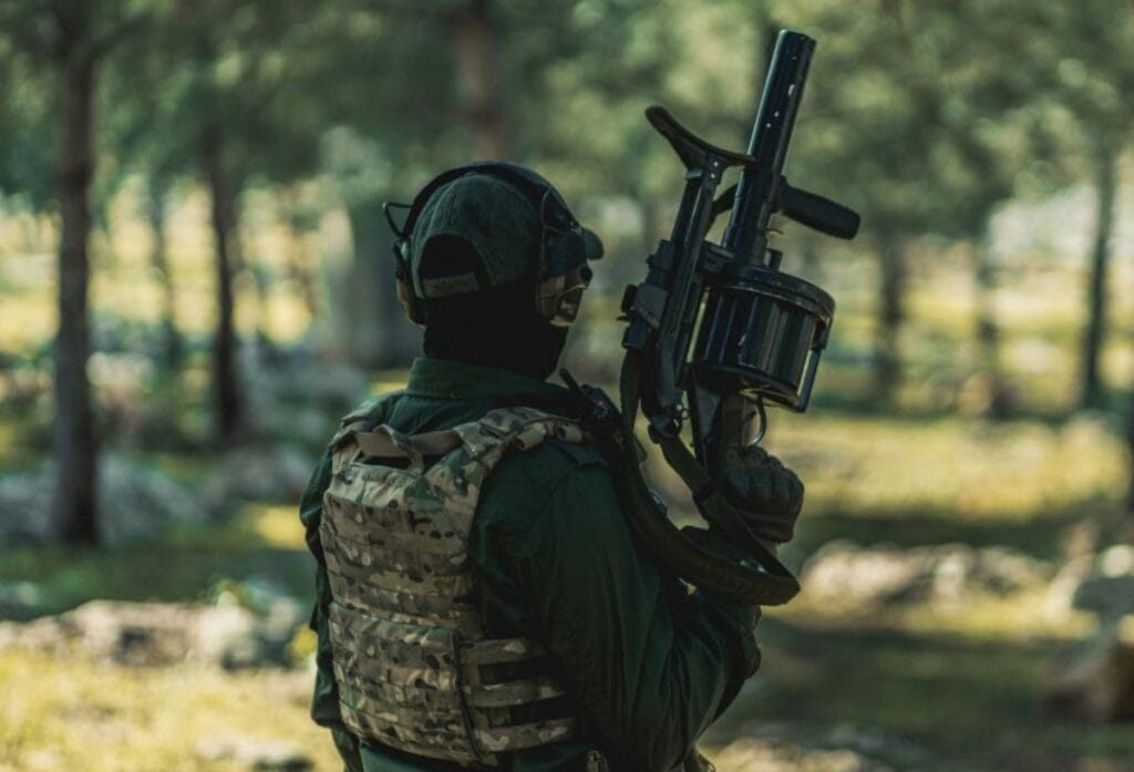 RBG-6 grenade launcher in use by a Xhemati Alban fighter.