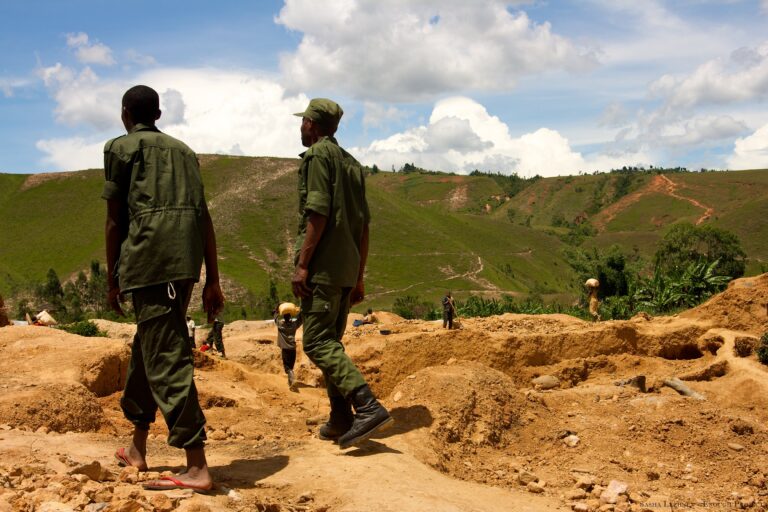 Guards at a gold mine in South Kivu, Congo