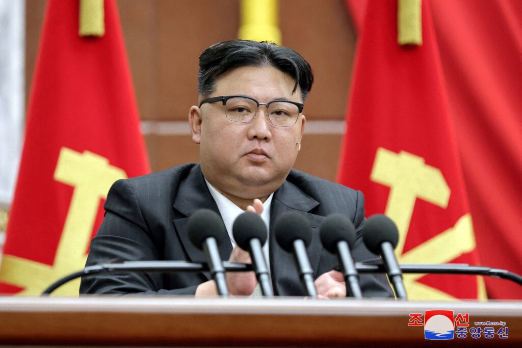 Photo of Kim Jong Un during the 8th Plenary meeting in 2023 of the DPRK