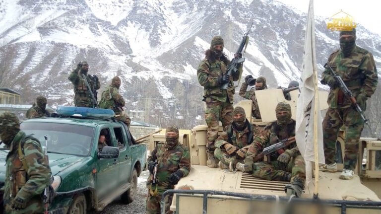 TIP fighters with captured Afghan military vehicles.