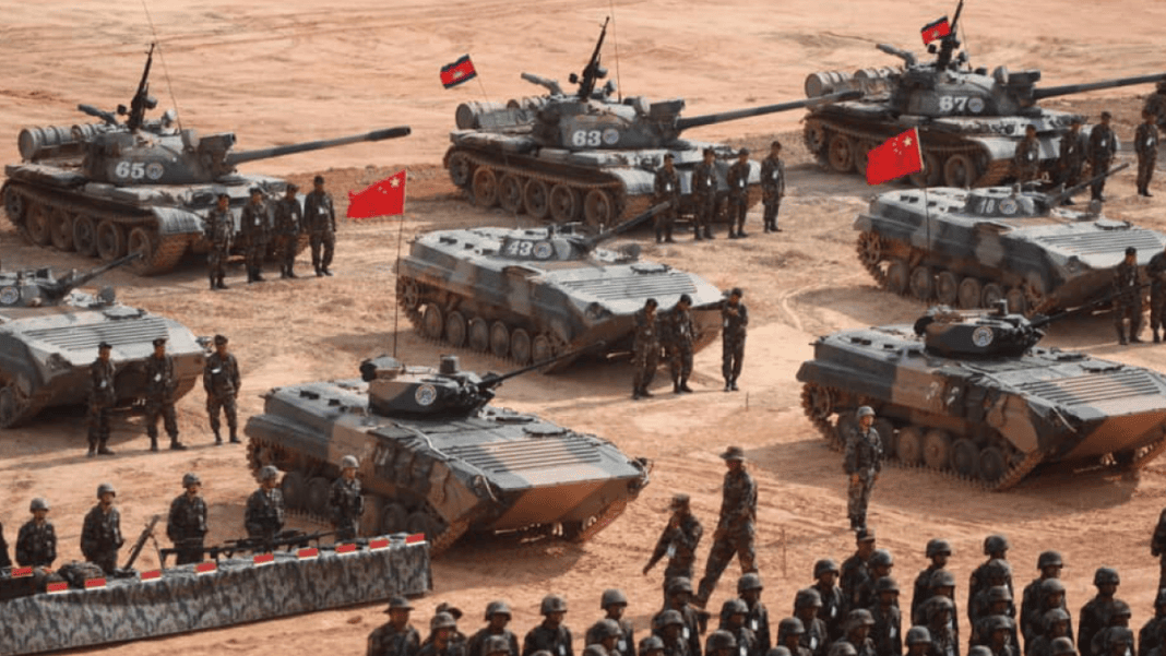 Chinese and Cambodian military forces during the annual 