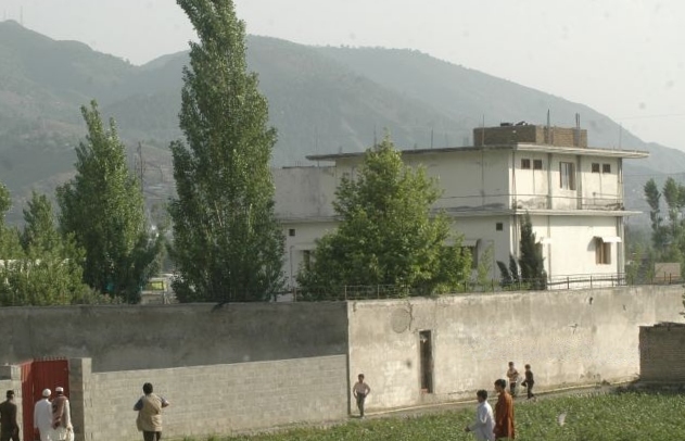 Compound with mountains in the background. Usama bin Laden’s compound in Pakistan. 