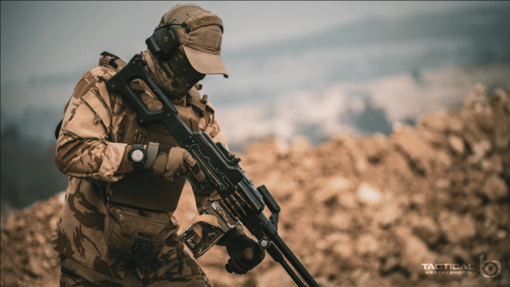 PKM machine gun in use by a Xhemati Alban fighter.
