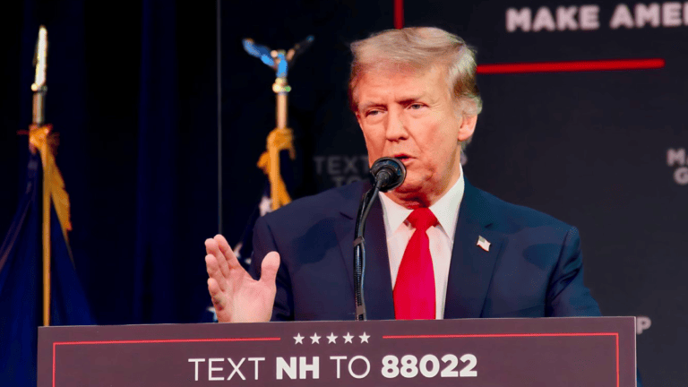 Donald Trump speaking during a recent Election Rally for his Republican Nomination for November's 2024 US Elections.